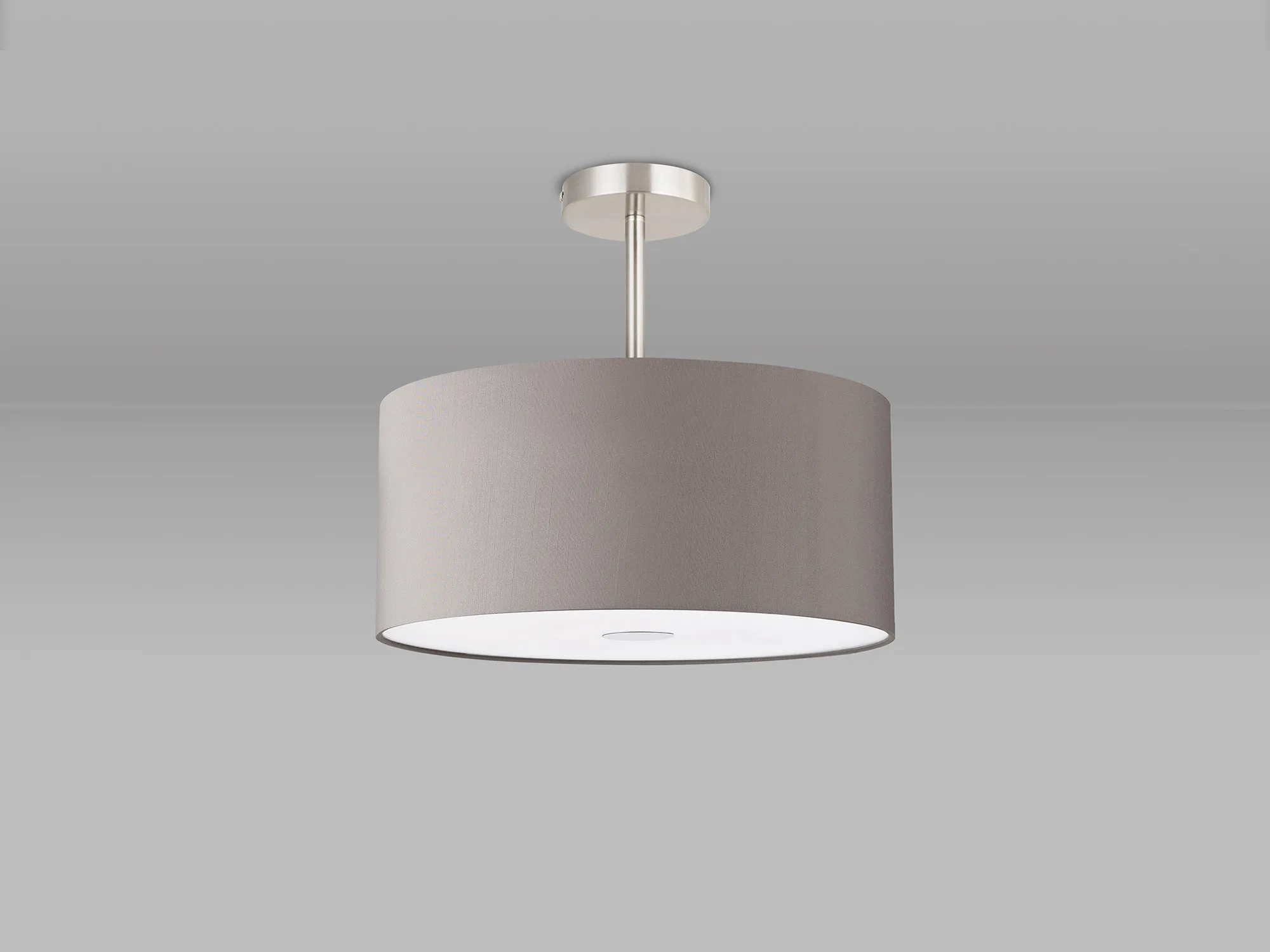 Baymont 40cm Semi Flush Flush 5 Light Satin Nickel, Grey, Frosted Diffuser DK0530  Deco Baymont SN GR